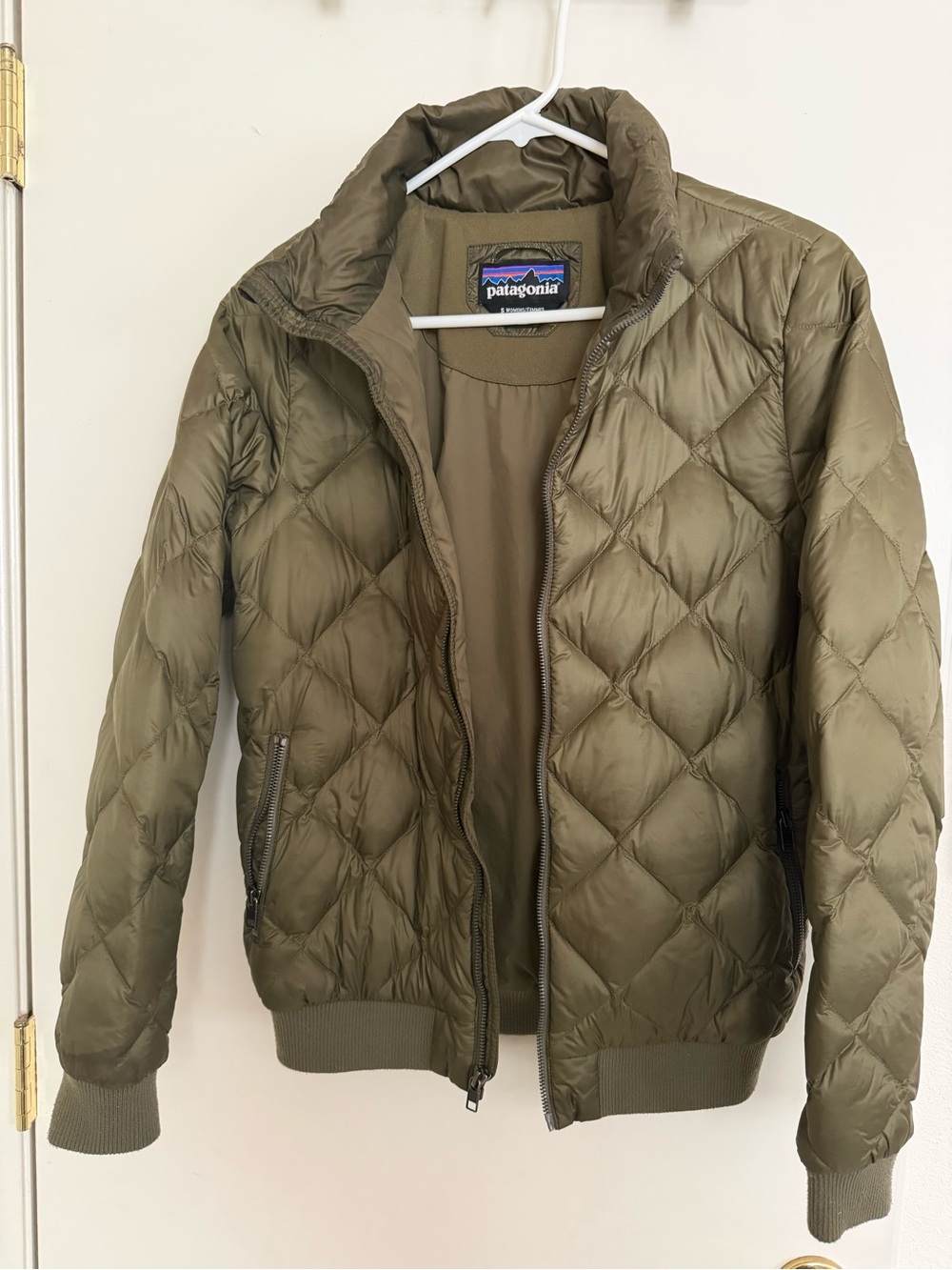 Patagonia Quilted Olive Green Bomber Jacket